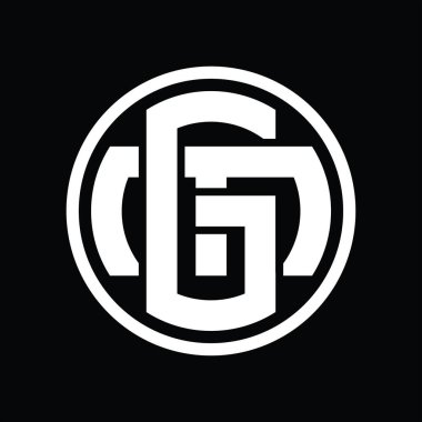 Üst üste binen stil vintage tasarım şablonuyla GM Logo monogramı