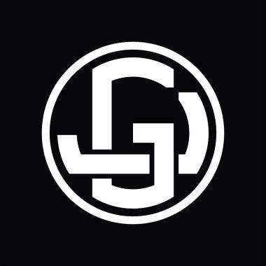 Üst üste binen stil vintage tasarım şablonu ile GJ Logo monogramı