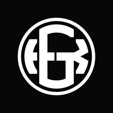 Üst üste binen stil vintage tasarım şablonuyla GK Logo monogramı