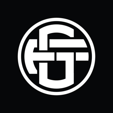 Üst üste binen stil vintage tasarım şablonu ile GF Logo monogramı
