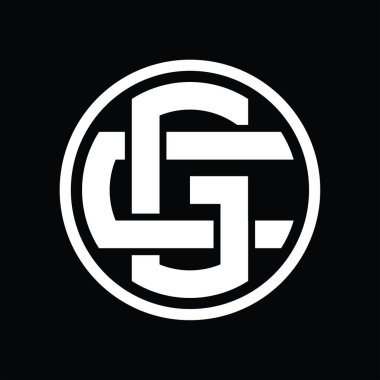 Üst üste binen stil vintage tasarım şablonuyla GC Logo monogramı