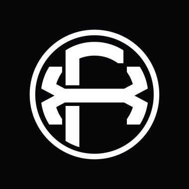 Üst üste binen stil vintage tasarım şablonuyla FX Logo monogramı