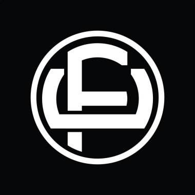 Üst üste binen stil vintage tasarım şablonuyla FU Logo monogramı