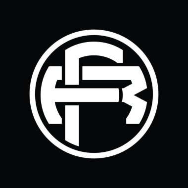 Üst üste binen stil vintage tasarım şablonuyla FR Logo monogramı