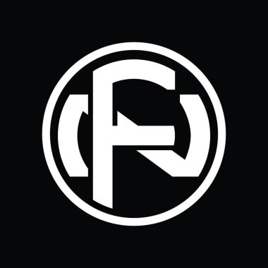 Üst üste binen stil vintage tasarım şablonuyla FN Logo monogramı