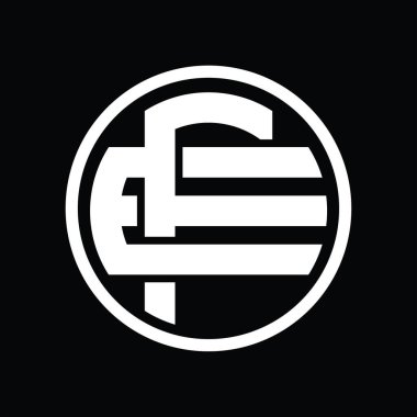 Üst üste binen stil vintage tasarım şablonuyla FE Logo monogramı