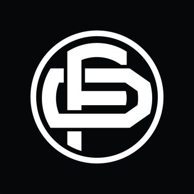 Üst üste binen stil vintage tasarım şablonuyla FD Logo monogramı