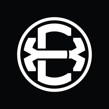 Üst üste binen stil vintage tasarım şablonuyla EX Logo monogramı