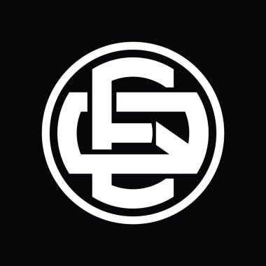 Üst üste binen stil vintage tasarım şablonuyla EQ Logo monogramı