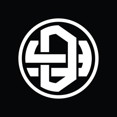 Üst üste binen stil vintage tasarım şablonuyla DY Logo monogramı