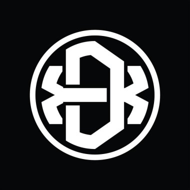 Üst üste binen stil vintage tasarım şablonuyla DX Logo monogramı