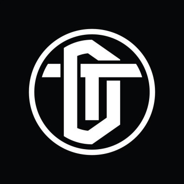 Üst üste binen stil vintage tasarım şablonuyla DT Logo monogramı