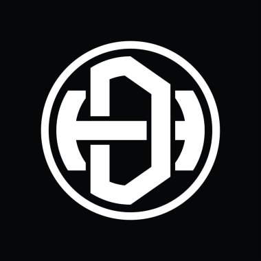 Üst üste binen stil vintage tasarım şablonu ile DH Logo monogramı