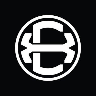 Üst üste binen stil vintage tasarım şablonuyla CX Logo monogramı