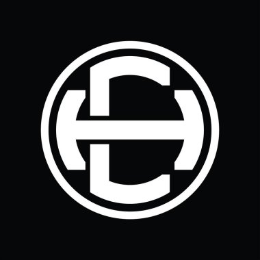 Üst üste binen stil vintage tasarım şablonuna sahip CH logo monogramı