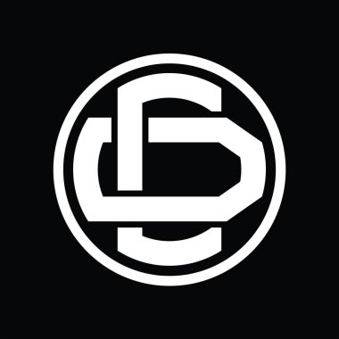 Üst üste binen stil vintage tasarım şablonuna sahip CD logo monogramı