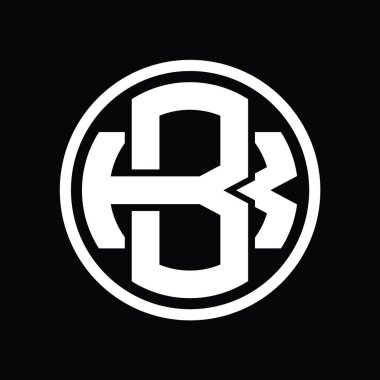 Üst üste binen stil vintage tasarım şablonu ile BK Logo monogramı