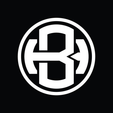 Üst üste binen stil vintage tasarım şablonuna sahip BH Logo monogramı