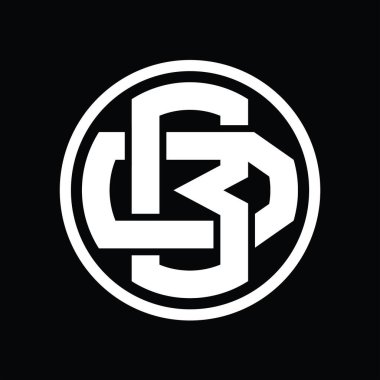 Üst üste binen stil vintage tasarım şablonuyla BD Logo monogramı