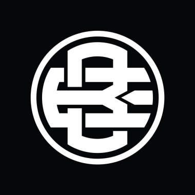 Üst üste binen stil vintage tasarım şablonuna sahip BE Logo monogramı