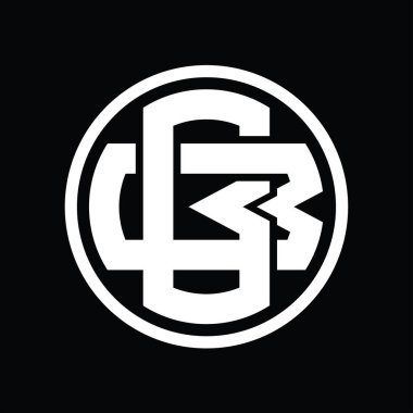 Üst üste binen stil vintage tasarım şablonuyla BB Logo monogramı