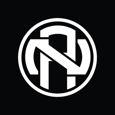 Üst üste binen stil vintage tasarım şablonuna sahip bir logo monogramı