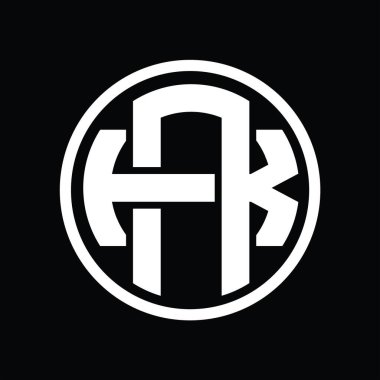 Üst üste binen stil vintage tasarım şablonuna sahip AK Logo monogramı