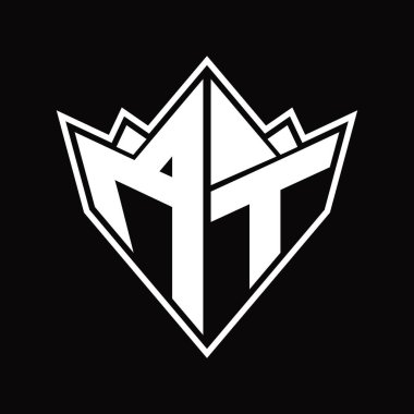 Soyut şekil tasarım şablonlu AT logosu monogramı
