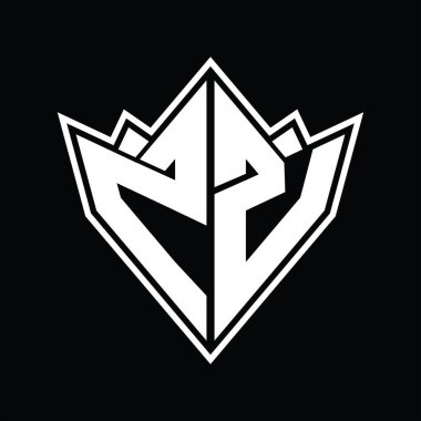Soyut şekil tasarım şablonlu ZZ logo monogramı