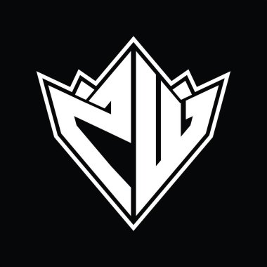 Soyut şekil tasarım şablonlu ZW logo monogramı