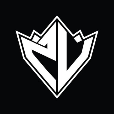 Soyut şekil tasarım şablonlu ZV logo monogramı