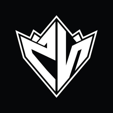 Soyut şekil tasarım şablonlu ZN Logo monogramı