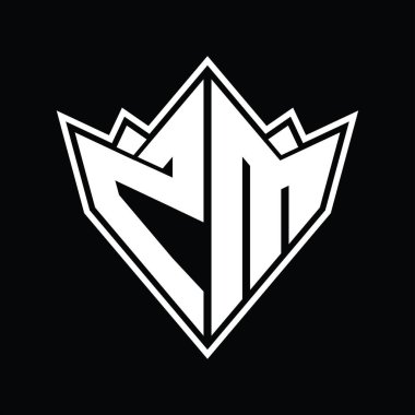 Soyut şekil tasarım şablonlu ZM logo monogramı