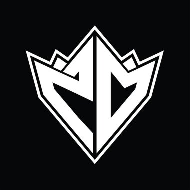 Soyut şekil tasarım şablonlu ZD logo monogramı