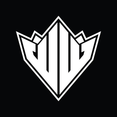 Soyut şekil tasarım şablonu ile WW Logo monogramı