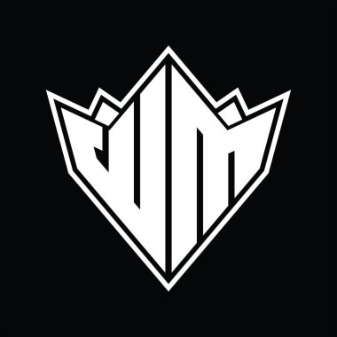 Soyut şekil tasarım şablonu ile WM Logo monogramı