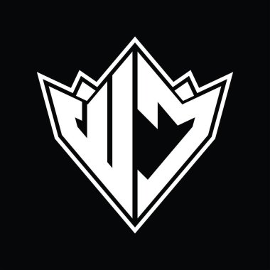 Soyut şekil tasarım şablonu ile WC Logo monogramı