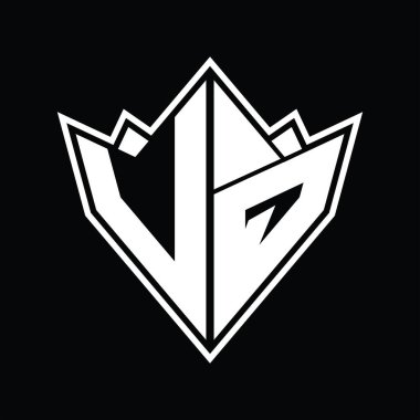 Soyut şekil tasarım şablonlu VQ Logo monogramı