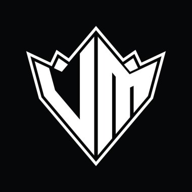 Soyut şekil tasarım şablonlu VM logo monogramı