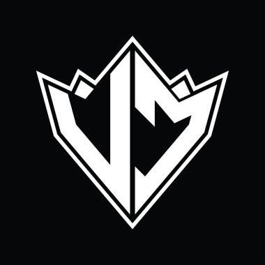 Soyut şekil tasarım şablonlu VC logo monogramı