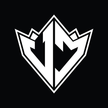 Soyut şekil tasarım şablonuna sahip UC Logo monogramı