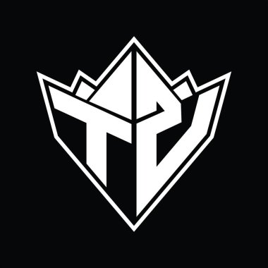 Soyut şekil tasarım şablonlu TZ logo monogramı