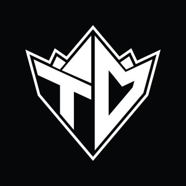 Soyut şekil tasarım şablonlu TD logo monogramı