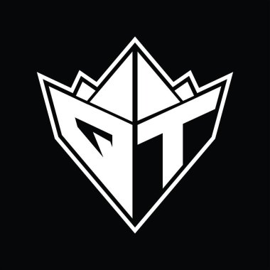 Soyut şekil tasarım şablonlu QT Logo monogramı
