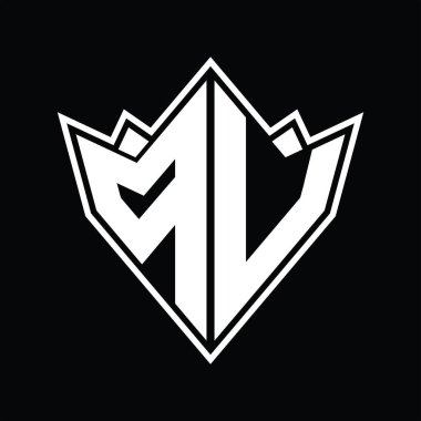 Soyut şekil tasarım şablonlu PV logo monogramı