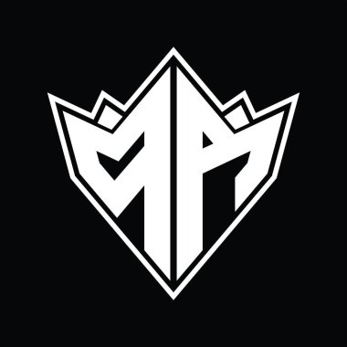 Soyut şekil tasarım şablonu ile PR logo monogramı