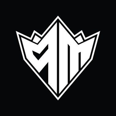 Soyut şekil tasarım şablonlu PM logo monogramı