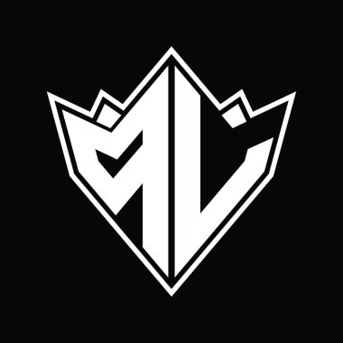 Soyut şekil tasarım şablonlu PL Logo monogramı