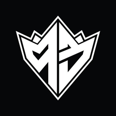 Soyut şekil tasarım şablonlu PE logo monogramı