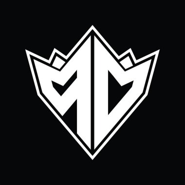 Soyut şekil tasarım şablonlu PD logo monogramı